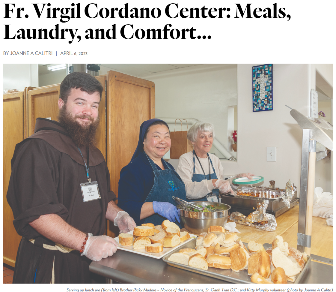 FR. VIRGIL CORDANO CENTER: MEALS, LAUNDRY, AND COMFORT.